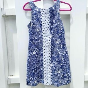 Lilly Pulitzer X Target Upstream Navy Blue Fish Cotton Blend Shift Dress Size 4